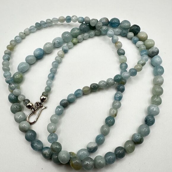 36" Jay King graduated aquamarine stone beaded necklace with 925 hook clasp! - Picture 4 of 13